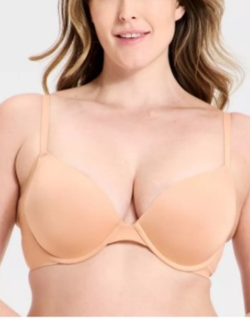 Auden Women's Luxury Push Up Plunge Convertible Underwire Bra Light Beige 36DD